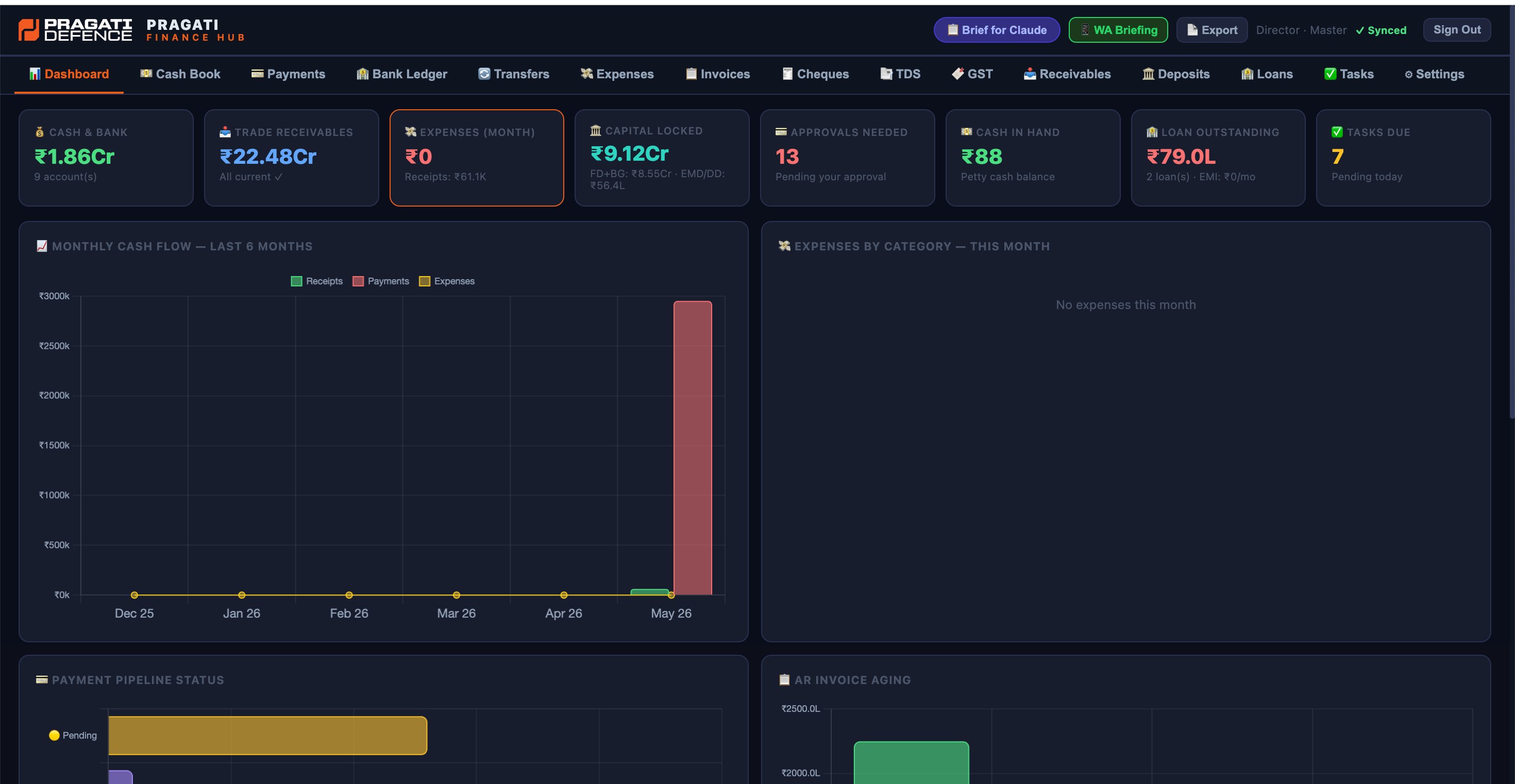 Finance Hub dashboard